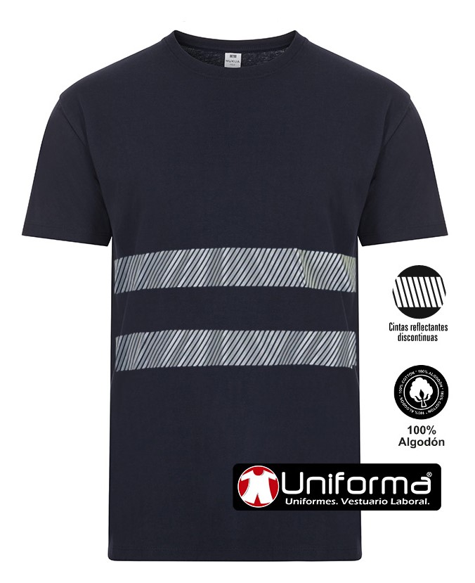 Camiseta Algodon Bandas Reflectantes Alta Visibilidad